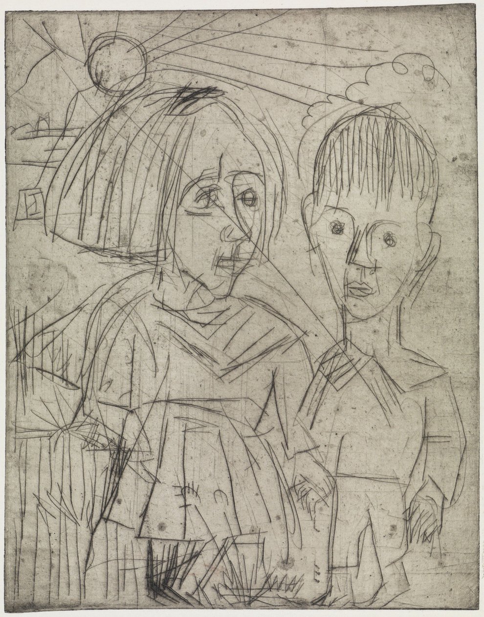 Enfants au coucher du soleil / Gens sur la montagne - Ernst Ludwig Kirchner