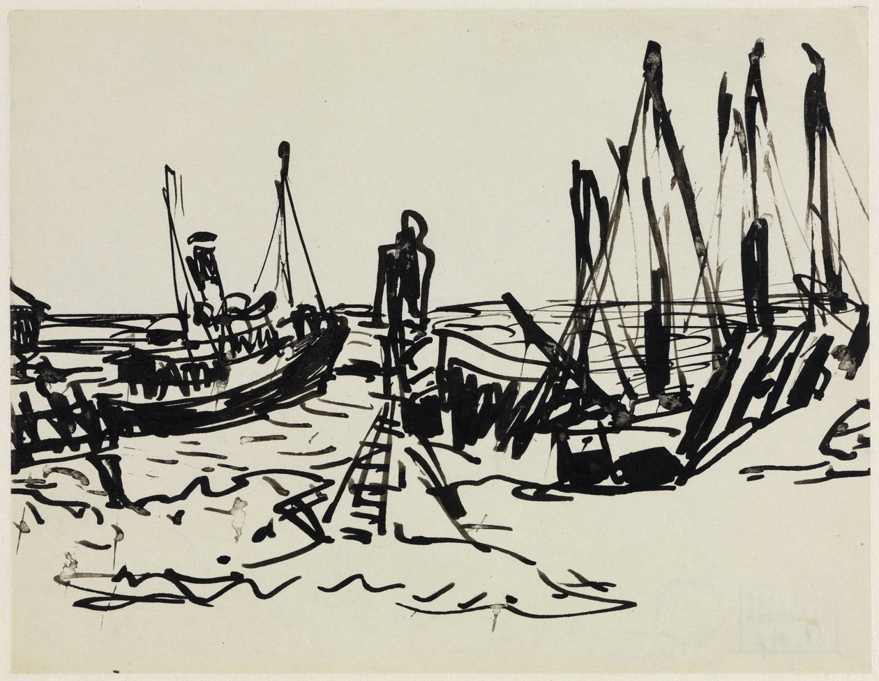 Bateaux à vapeur côtiers et bateaux au mouillage (Fehmarn) - Ernst Ludwig Kirchner