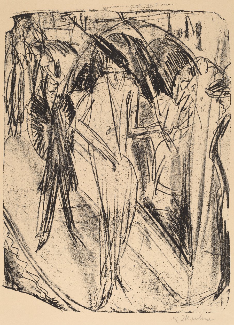 Dame sous la pluie - Ernst Ludwig Kirchner