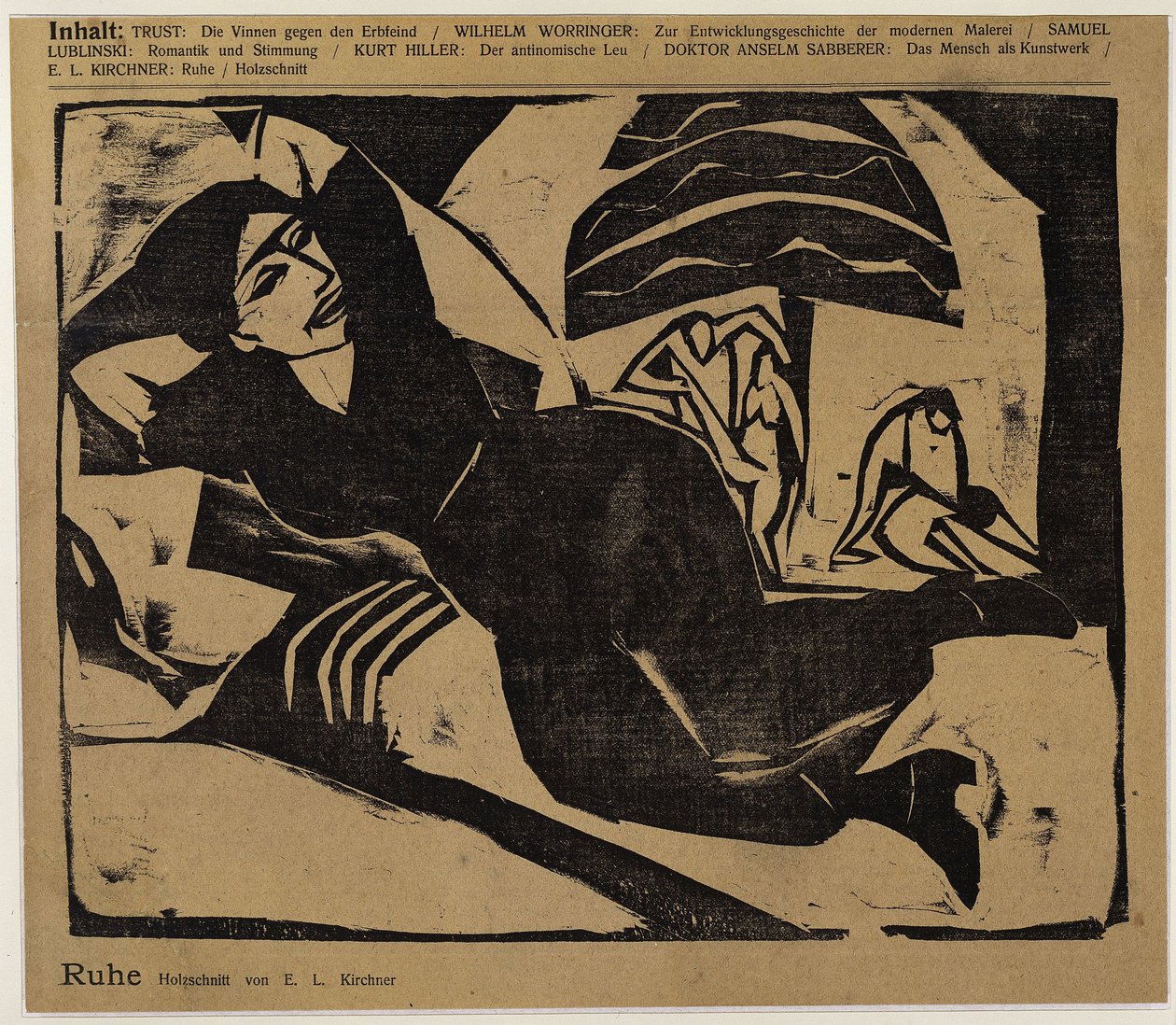 Femme couchée (Repos) (tiré de : Der Sturm ...) - Ernst Ludwig Kirchner