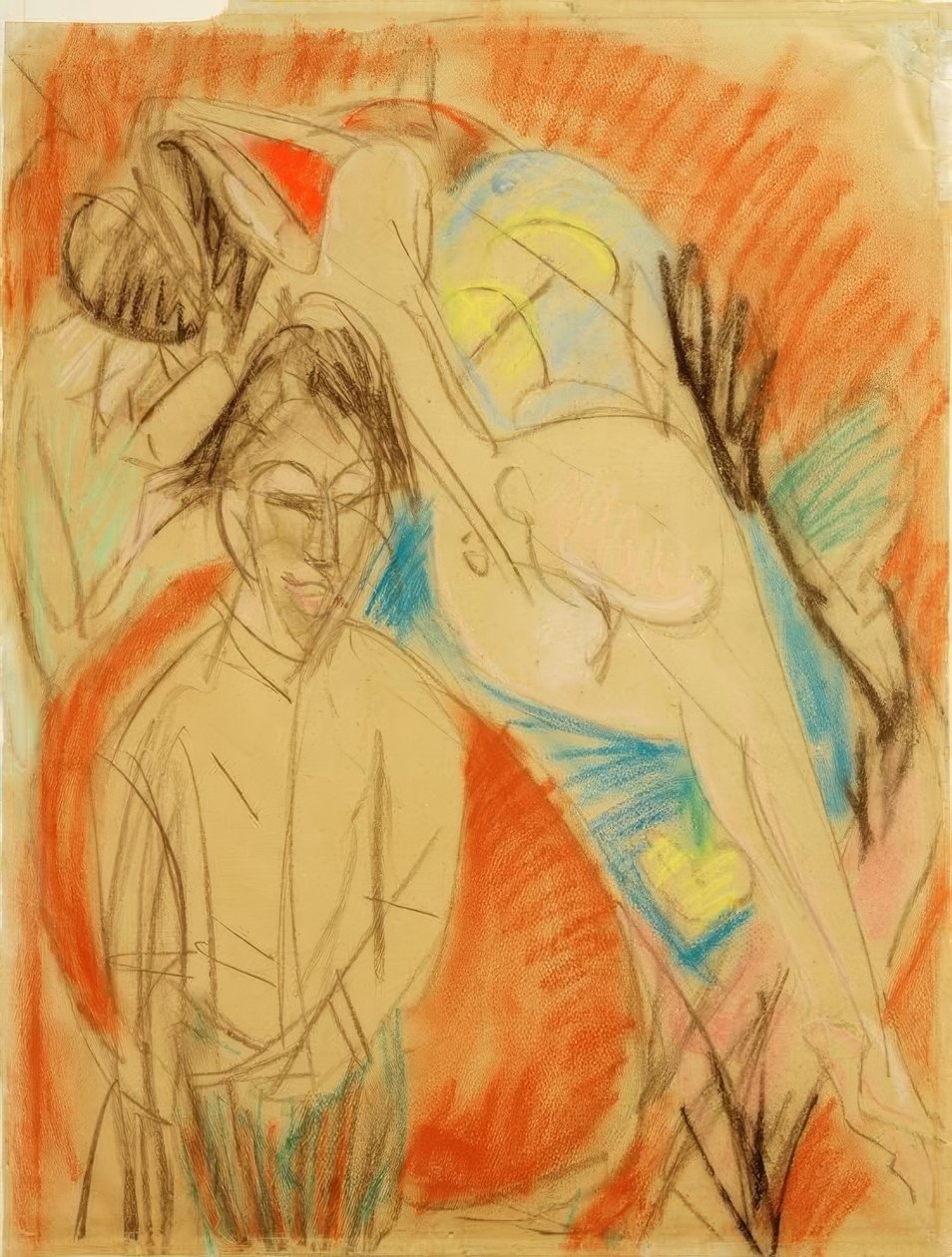 Peintre et femme nue (Autoportrait avec modèle) - Ernst Ludwig Kirchner