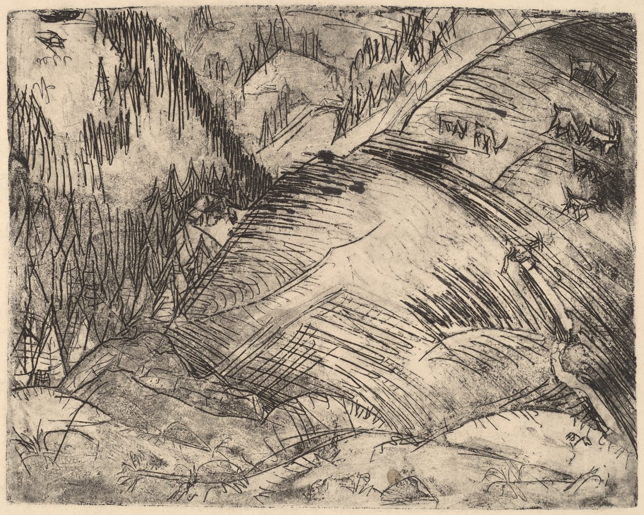 Pente de montagne avec chèvres - Ernst Ludwig Kirchner