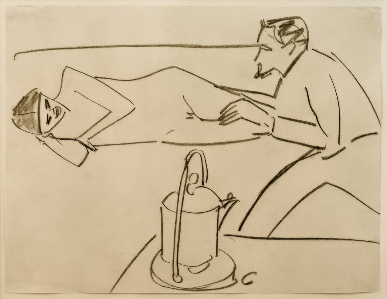 Sans titre (Fränzi allongée en conversation avec Erich Heckel) - Ernst Ludwig Kirchner
