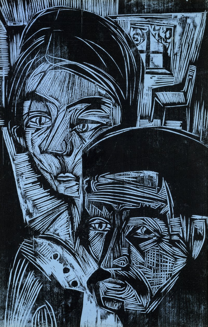 Couple de paysans dans le cottage, 1919 - Ernst Ludwig Kirchner