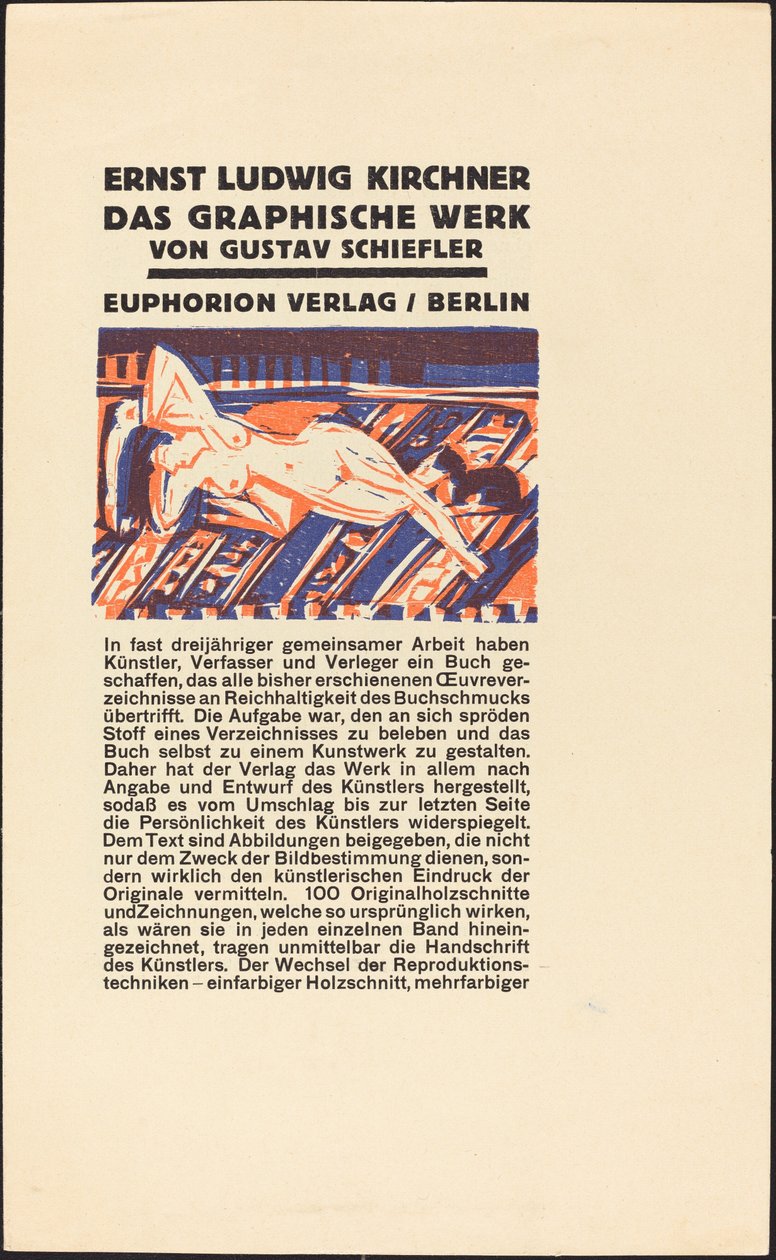Nu couché avec chat (Illustration pour Ernst Ludwig Kirchner : Das Graphische Werk) - Ernst Ludwig Kirchner