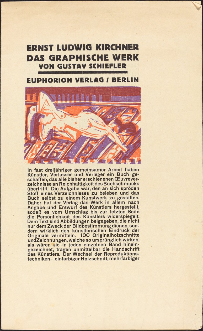 Nu allongé avec chat - Ernst Ludwig Kirchner