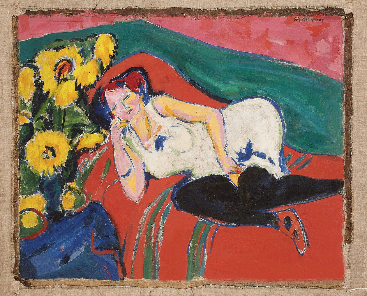 Femme allongée dans une chemise de nuit blanche - Ernst Ludwig Kirchner