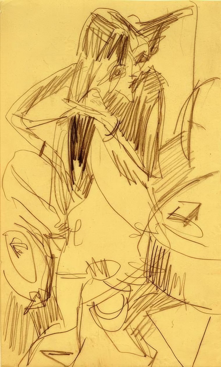 Nu se peignant - Ernst Ludwig Kirchner