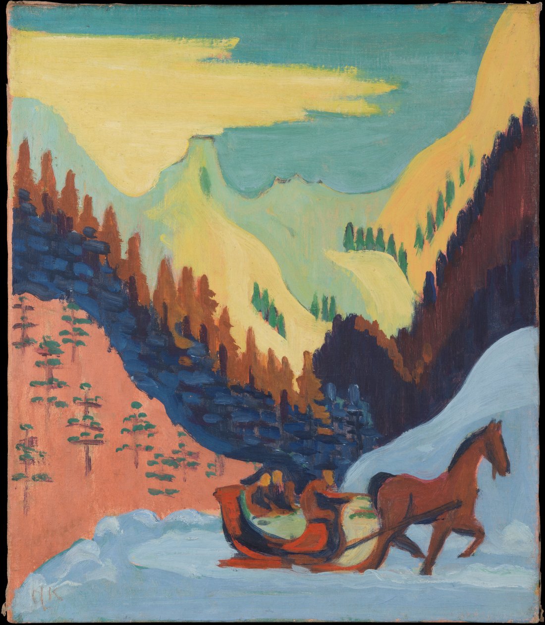 Balade en traîneau dans la neige - Ernst Ludwig Kirchner
