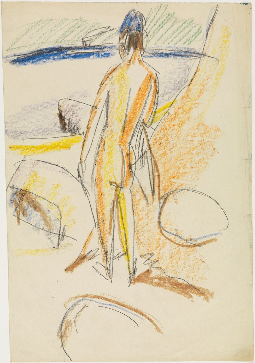 Nu de dos debout « An den Steinen » (Fehmarn) - Ernst Ludwig Kirchner