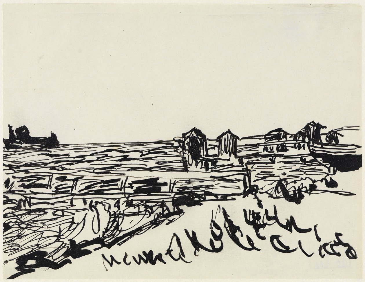 Plage avec cabines de bain roulantes - Ernst Ludwig Kirchner