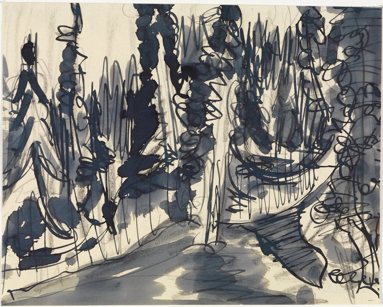 Forêt de sapins (étude de forêt de montagne) - Ernst Ludwig Kirchner