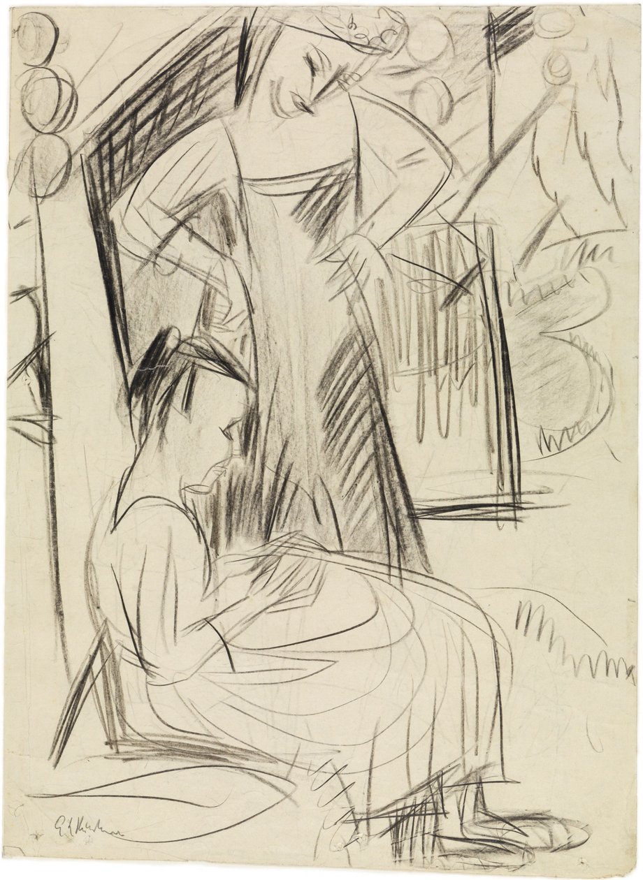 Deux filles devant la maison - Ernst Ludwig Kirchner