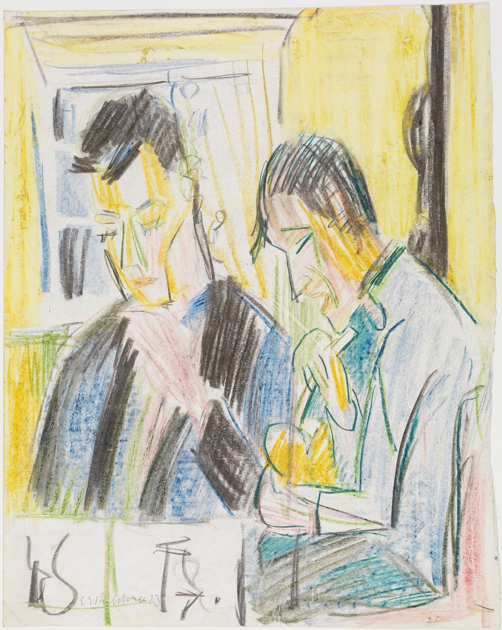 Deux hommes assis à table - Ernst Ludwig Kirchner