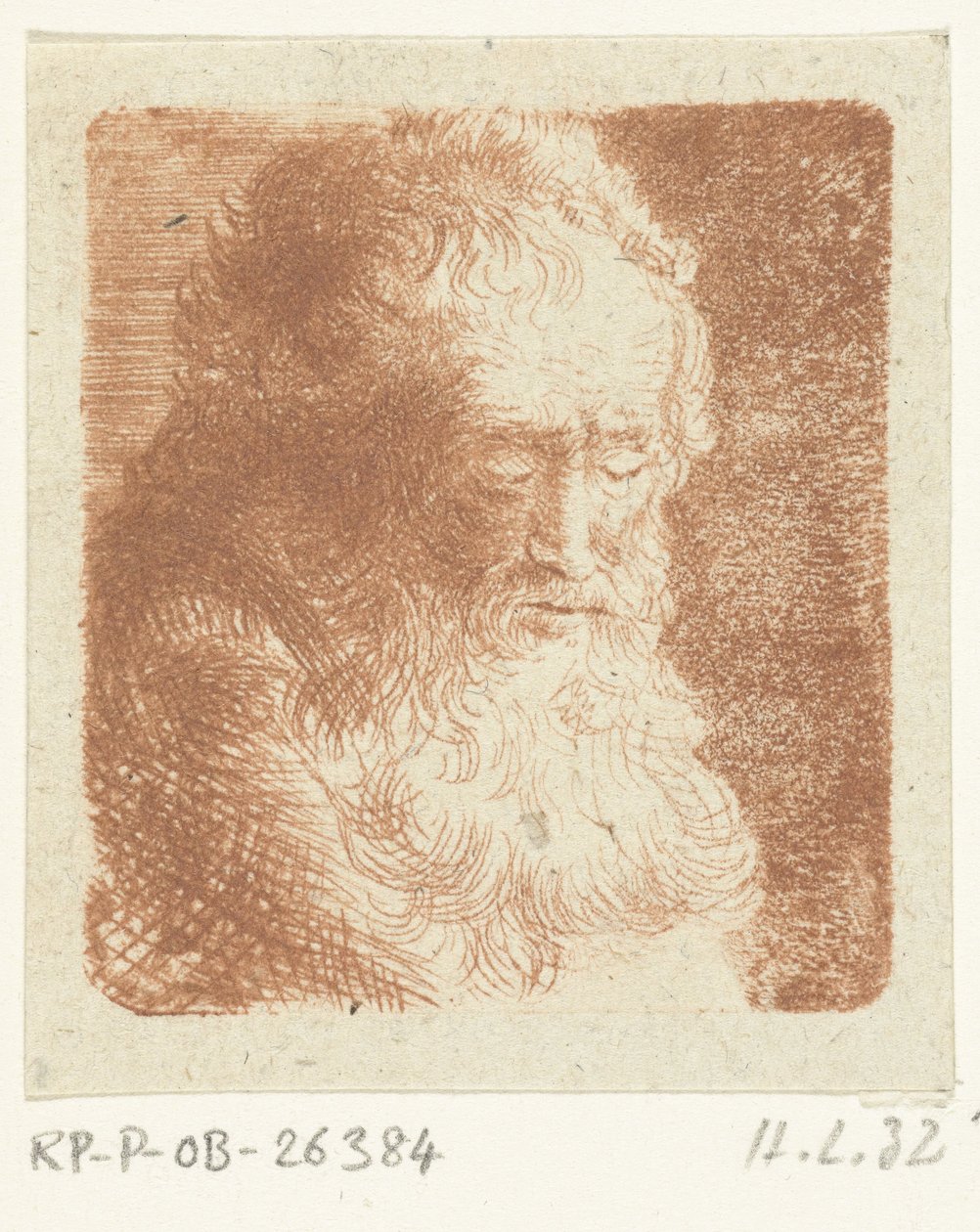 Vieil homme avec barbe regardant vers le bas : trois quarts, vers la droite - Ernst Willem Jan Bagelaar
