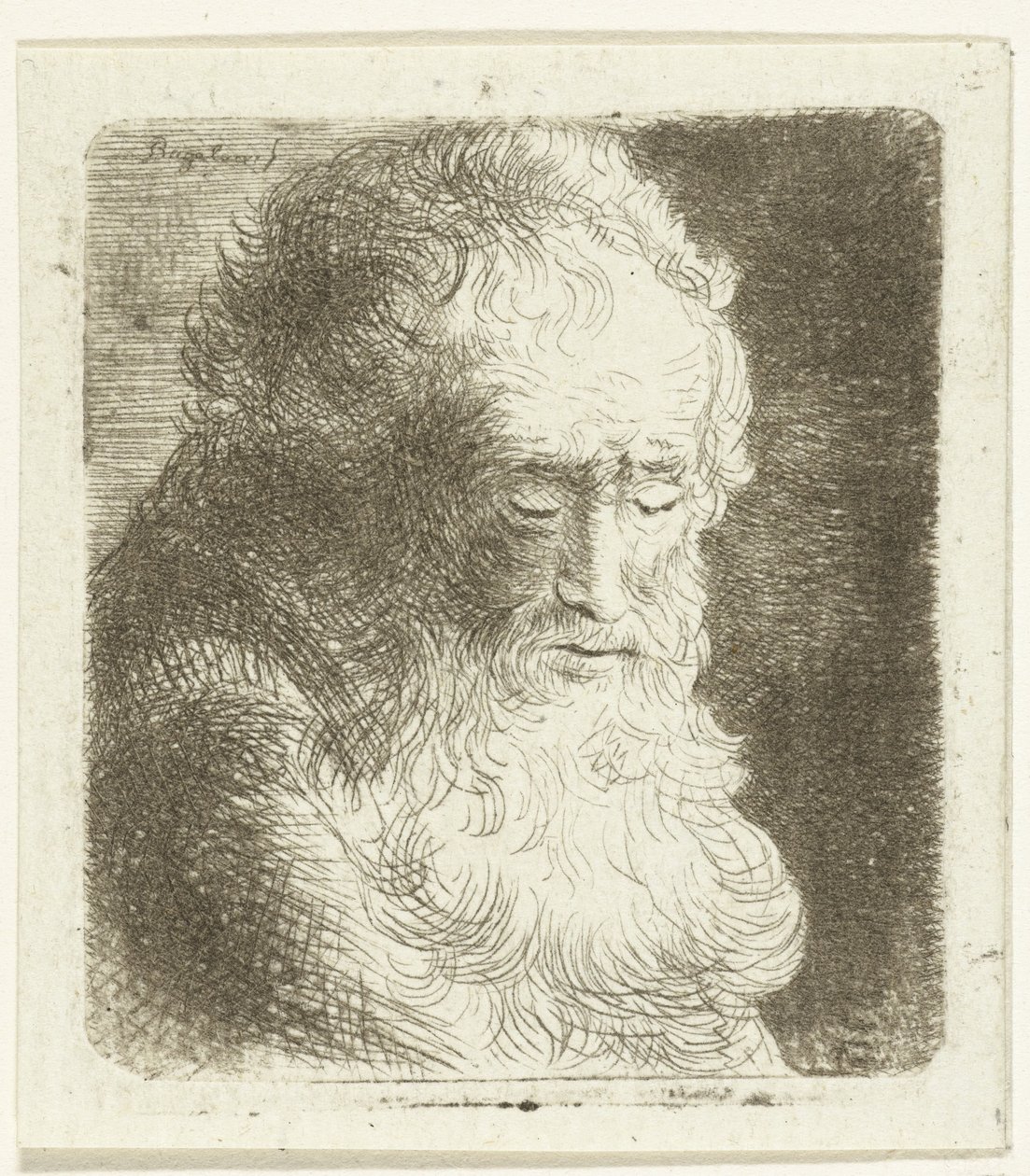Vieil homme avec barbe regardant vers le bas : trois quarts, vers la droite - Ernst Willem Jan Bagelaar