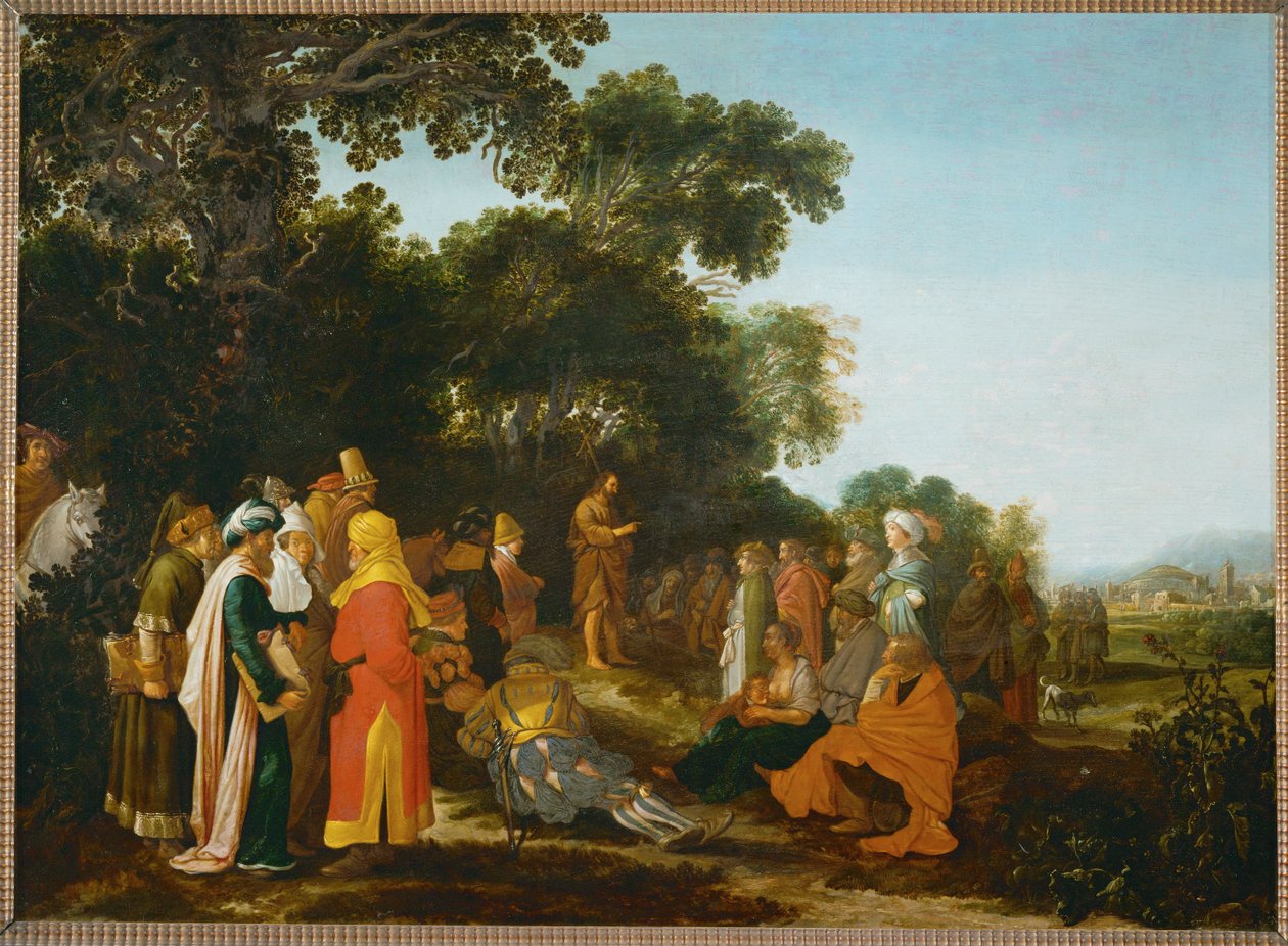 Le sermon de saint Jean-Baptiste (peinture sur bois de chêne) - Esaias I van de Velde
