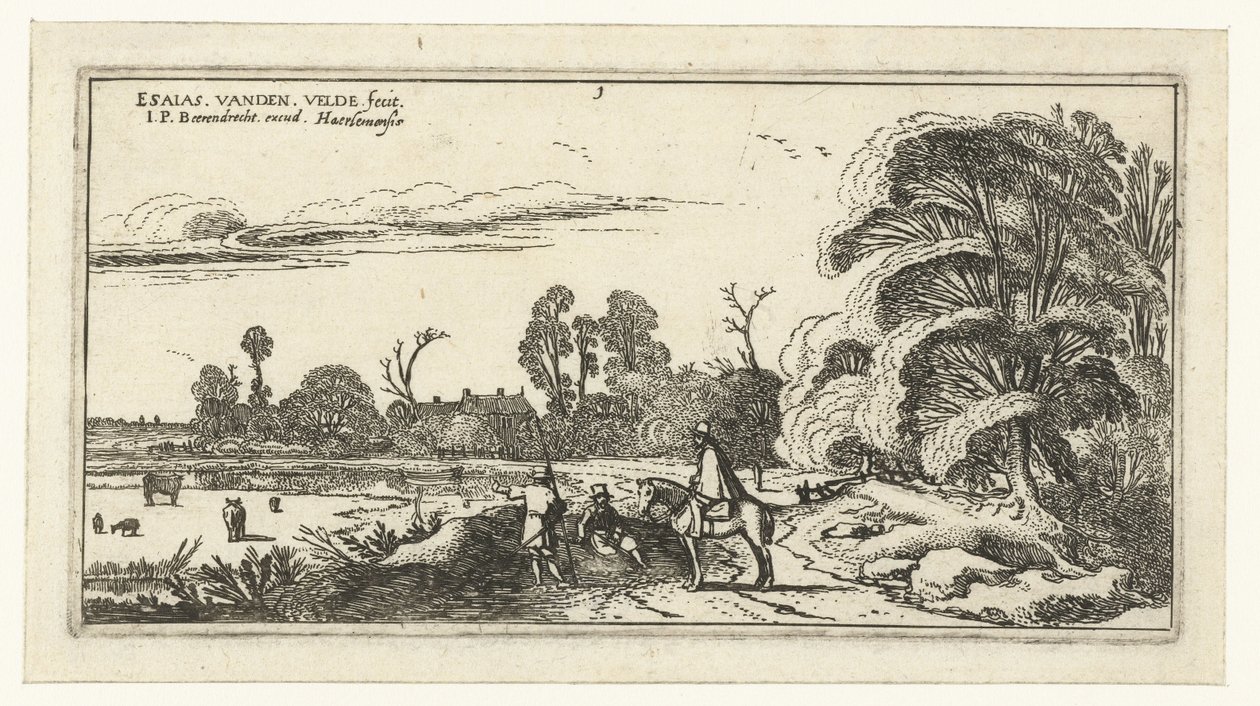 Cavalier et promeneurs sur une route près de Lisse - Esaias van de Velde