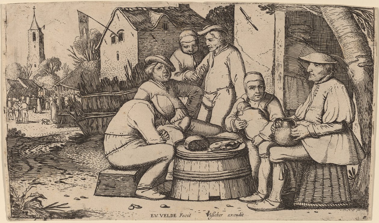 Paysans déjeunant en plein air - Esaias van de Velde I