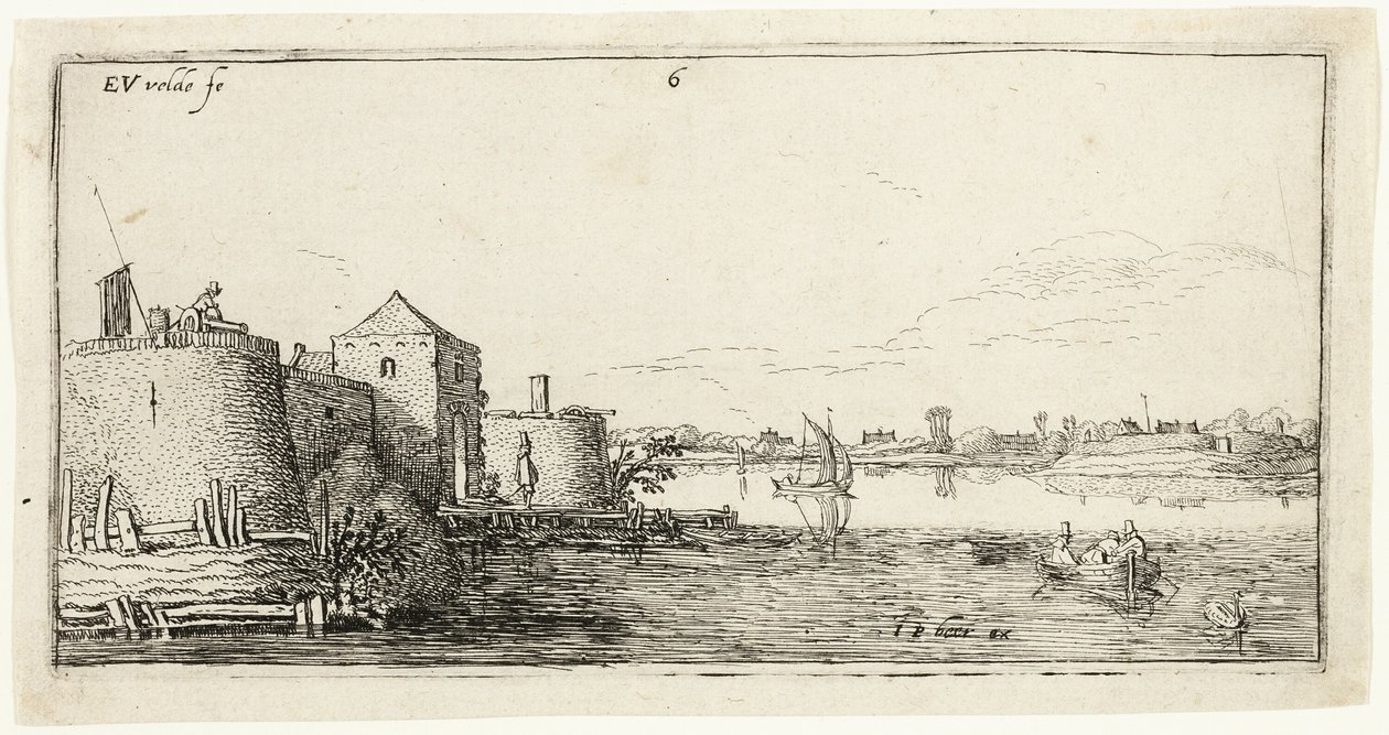 Dix paysages : Ville fortifiée à gauche d