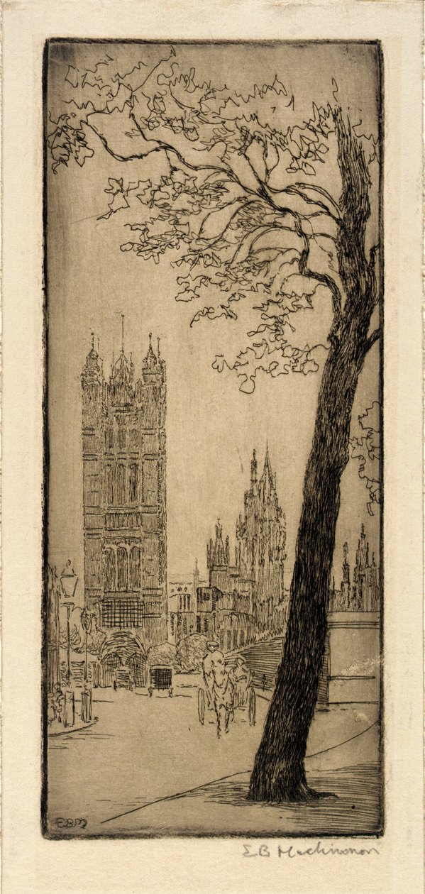 Scène de Londres avec église - Esther Blaikie MacKinnon