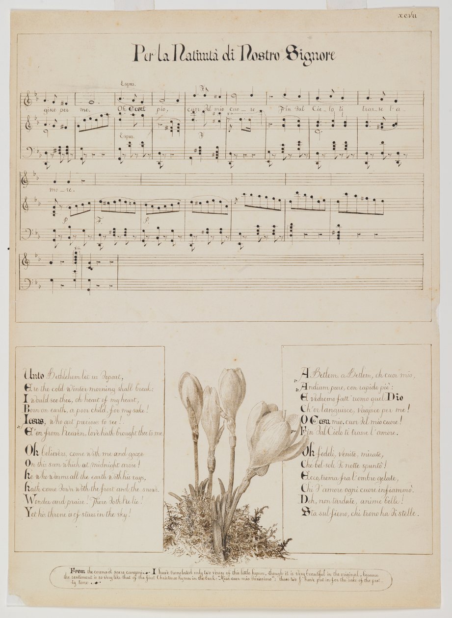 Per la Nativita di Nostro Signore, feuille de chanson, vers 1868-1882 - Esther Frances Alexander