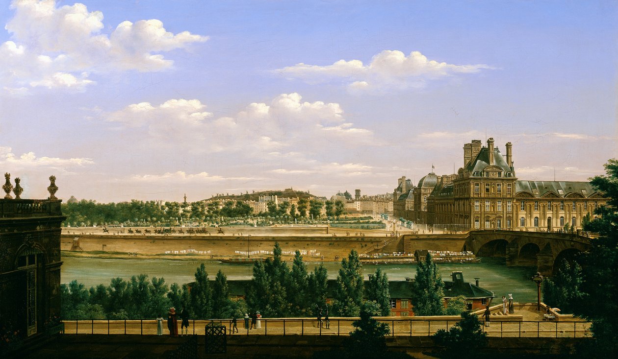 Vue des jardins et du palais des Tuileries depuis le Quai d