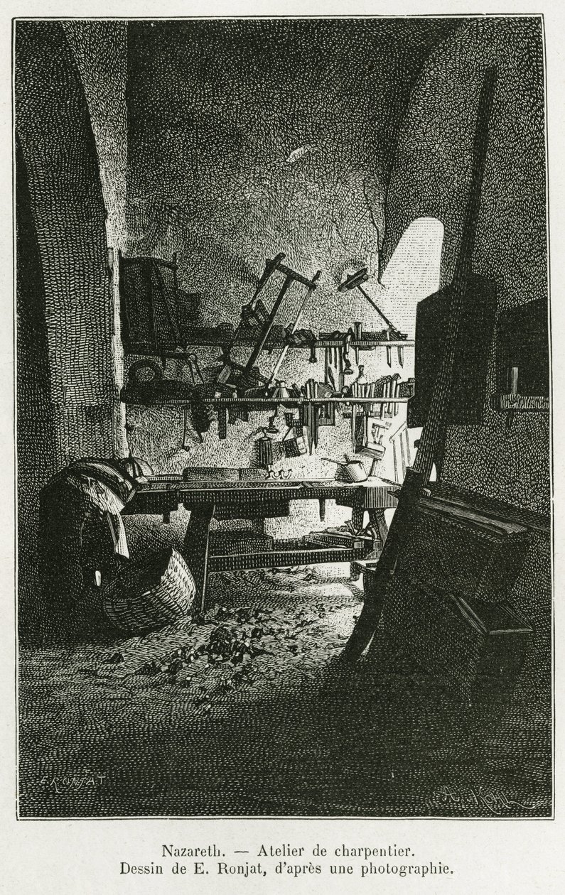 Atelier de charpentier à Nazareth (illustration de l