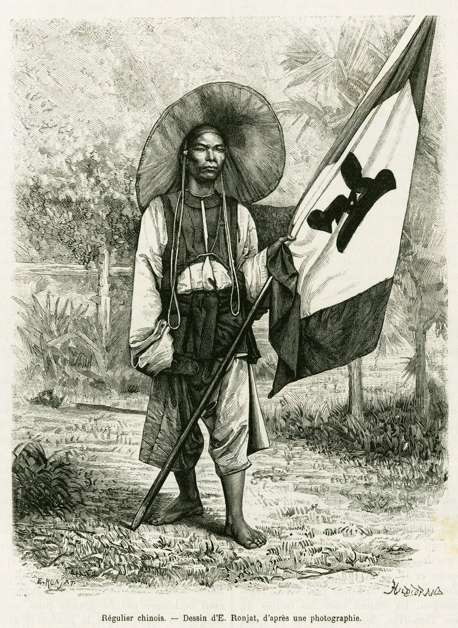 Règle chinoise. Gravure par E. Ronjat, d