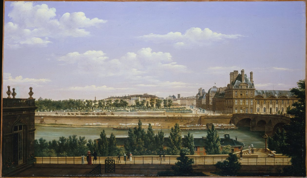 Le Jardin et le palais des Tuileries, vus du quai d