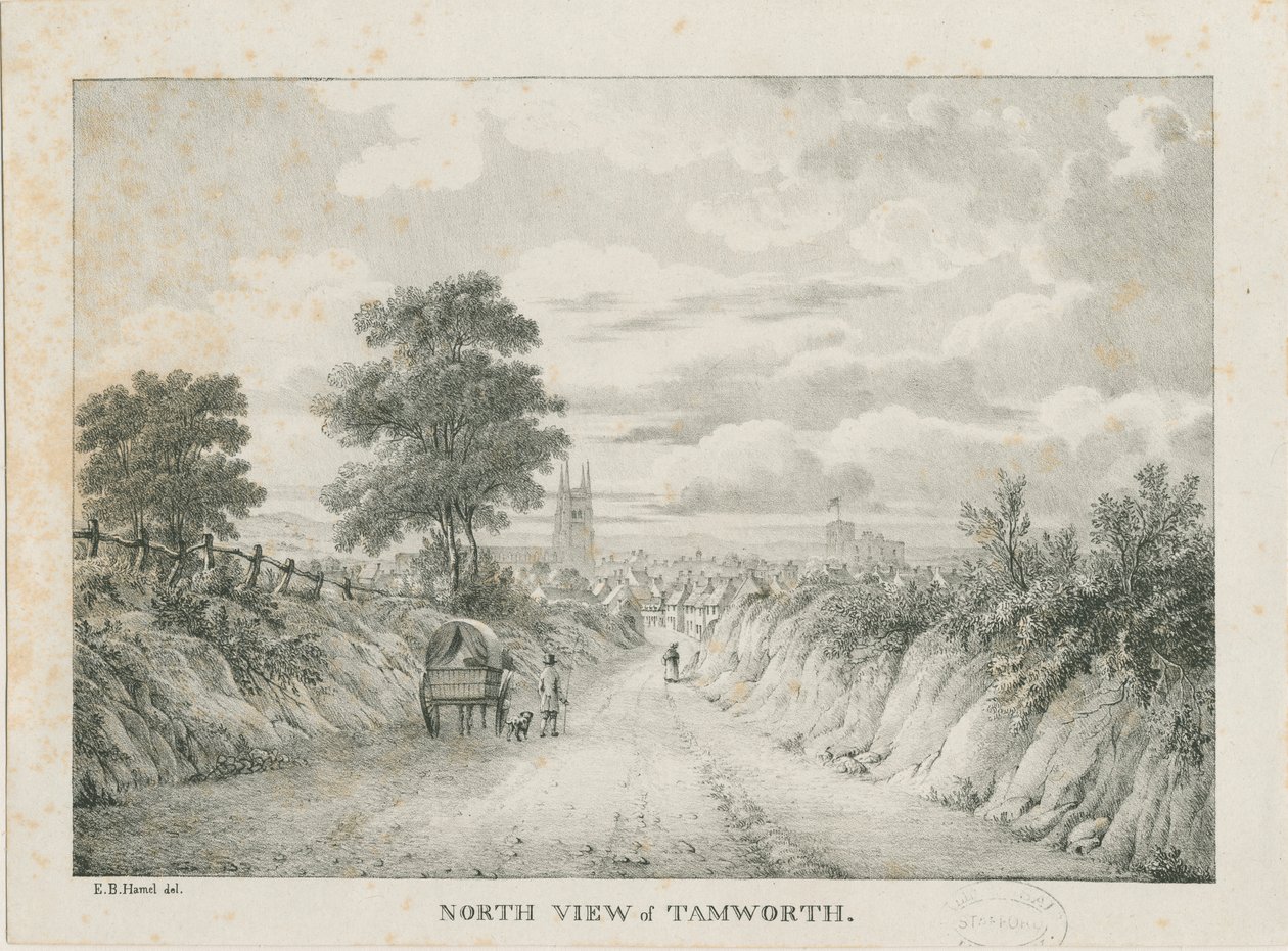 Tamworth - Vue lointaine du nord : lithographie, nd [1796-1865] - Etienne Bruno Hamel