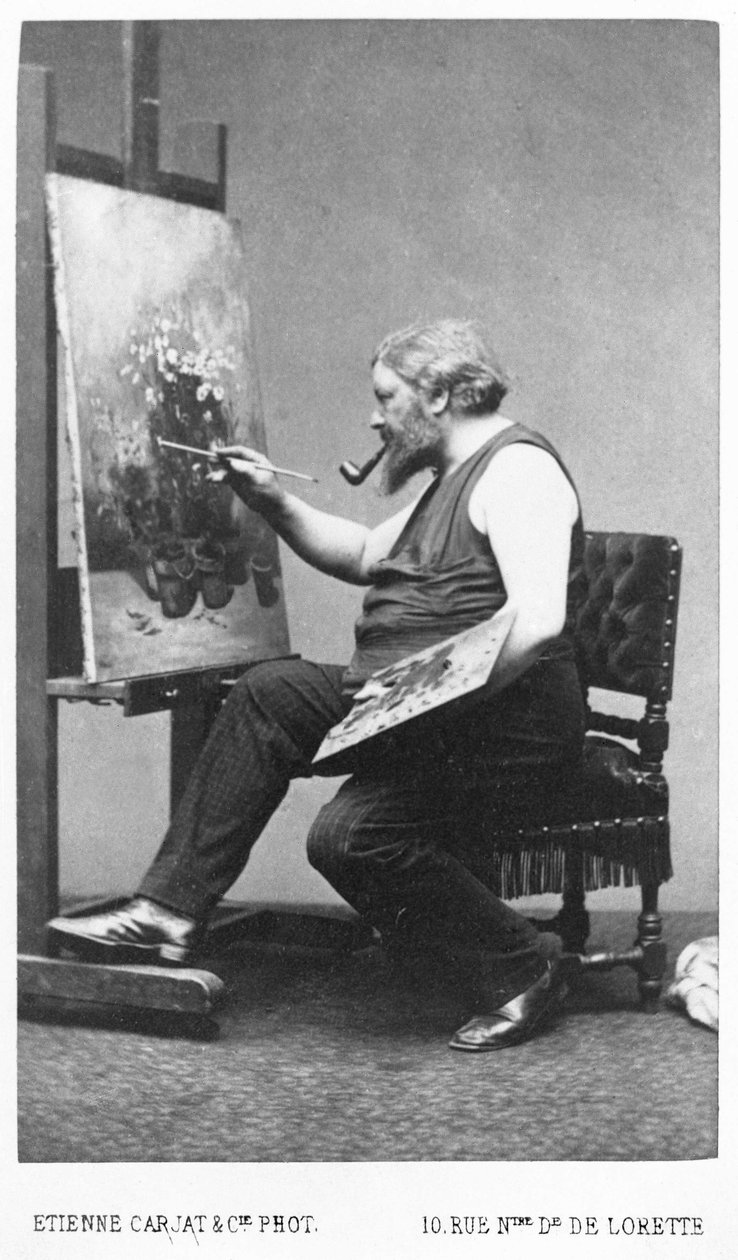 Gustave Courbet peignant son chevalet (photo) - Etienne Carjat