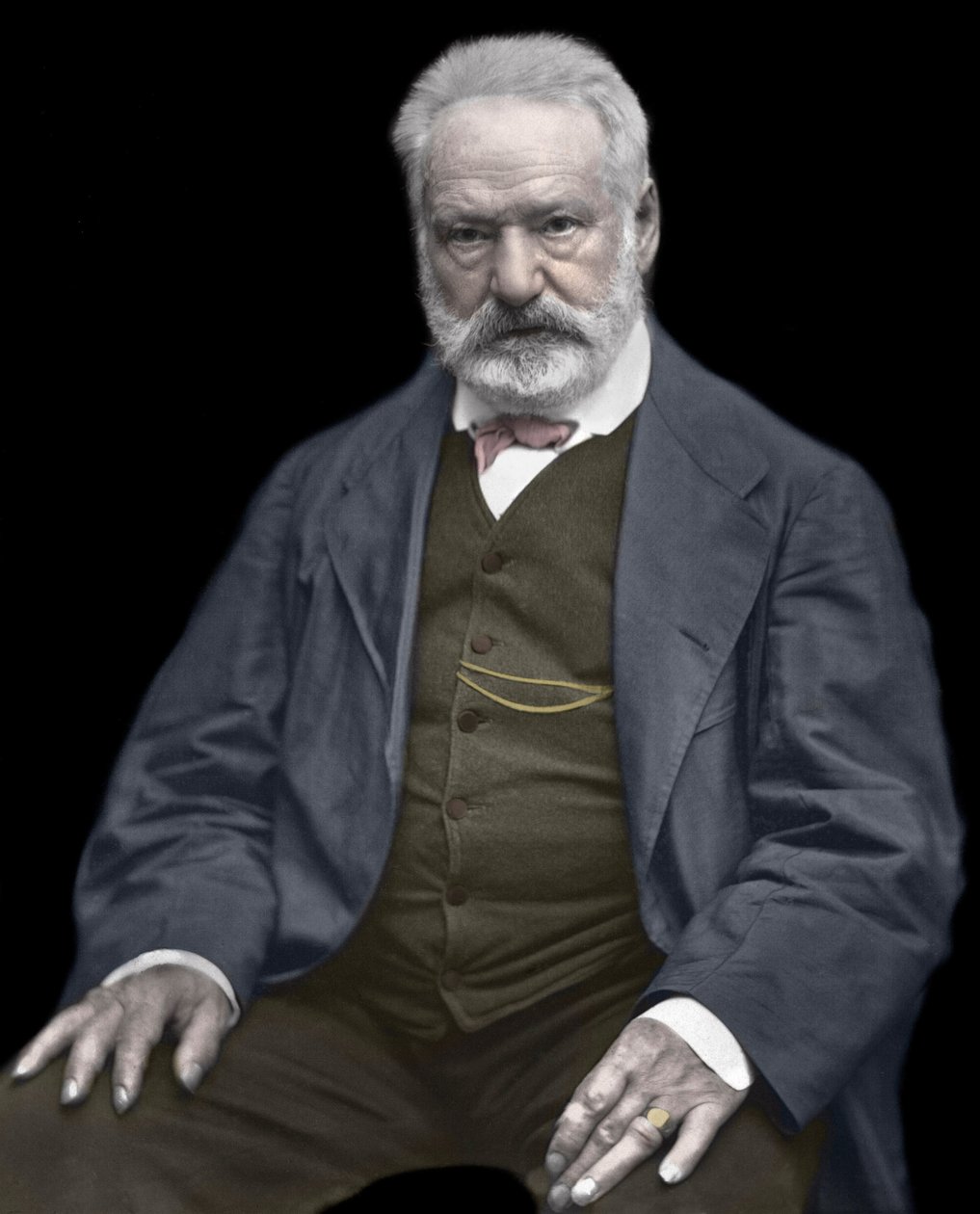 Portrait de Victor Hugo (1802-1885), écrivain et poète français, Colorisation sur une photographie d