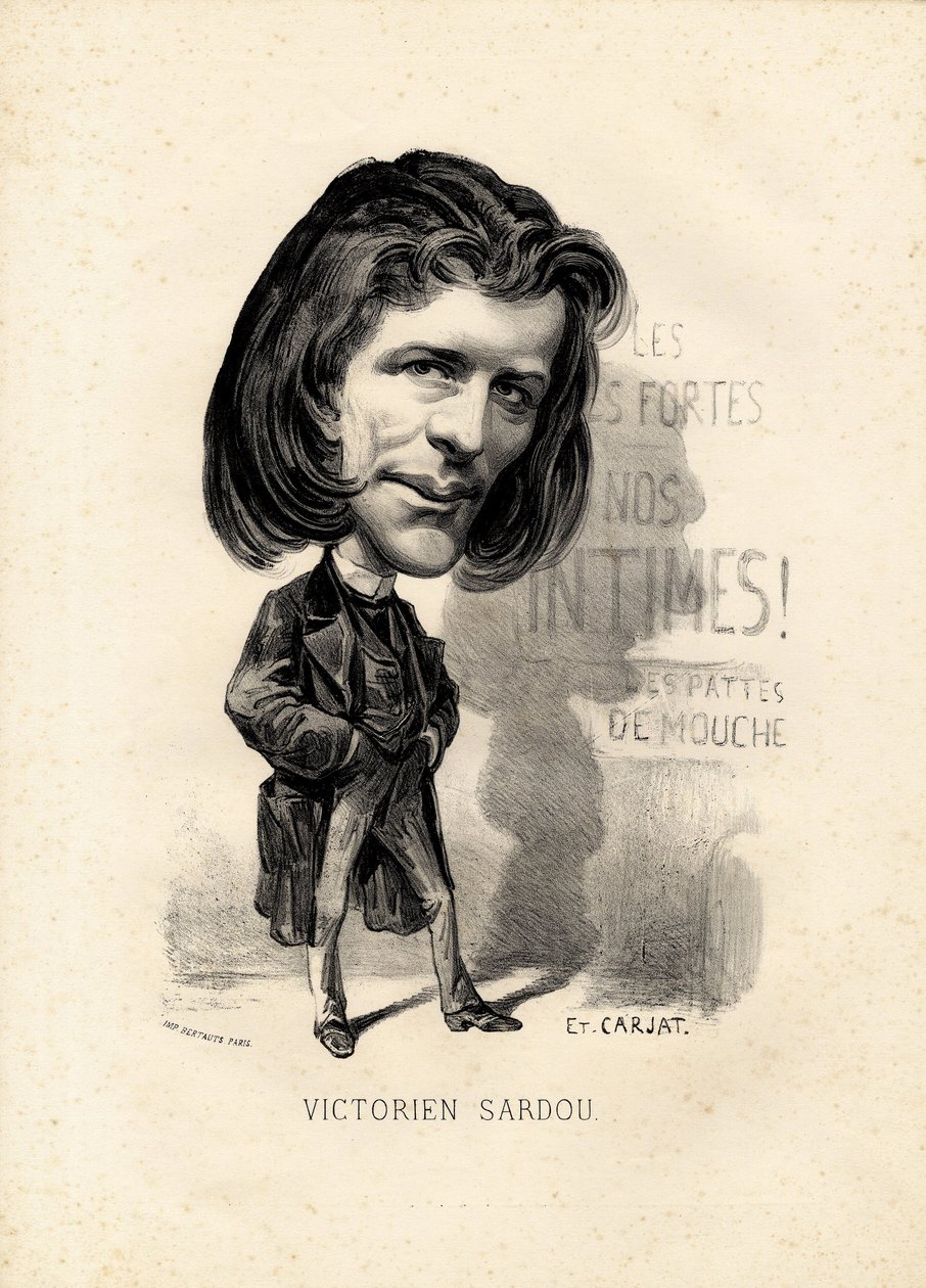 Feuille volante - Illustration par Étienne Carjat (1826-1906) : Littérature - Victorien Sardou (1831-1908) - Etienne Carjat