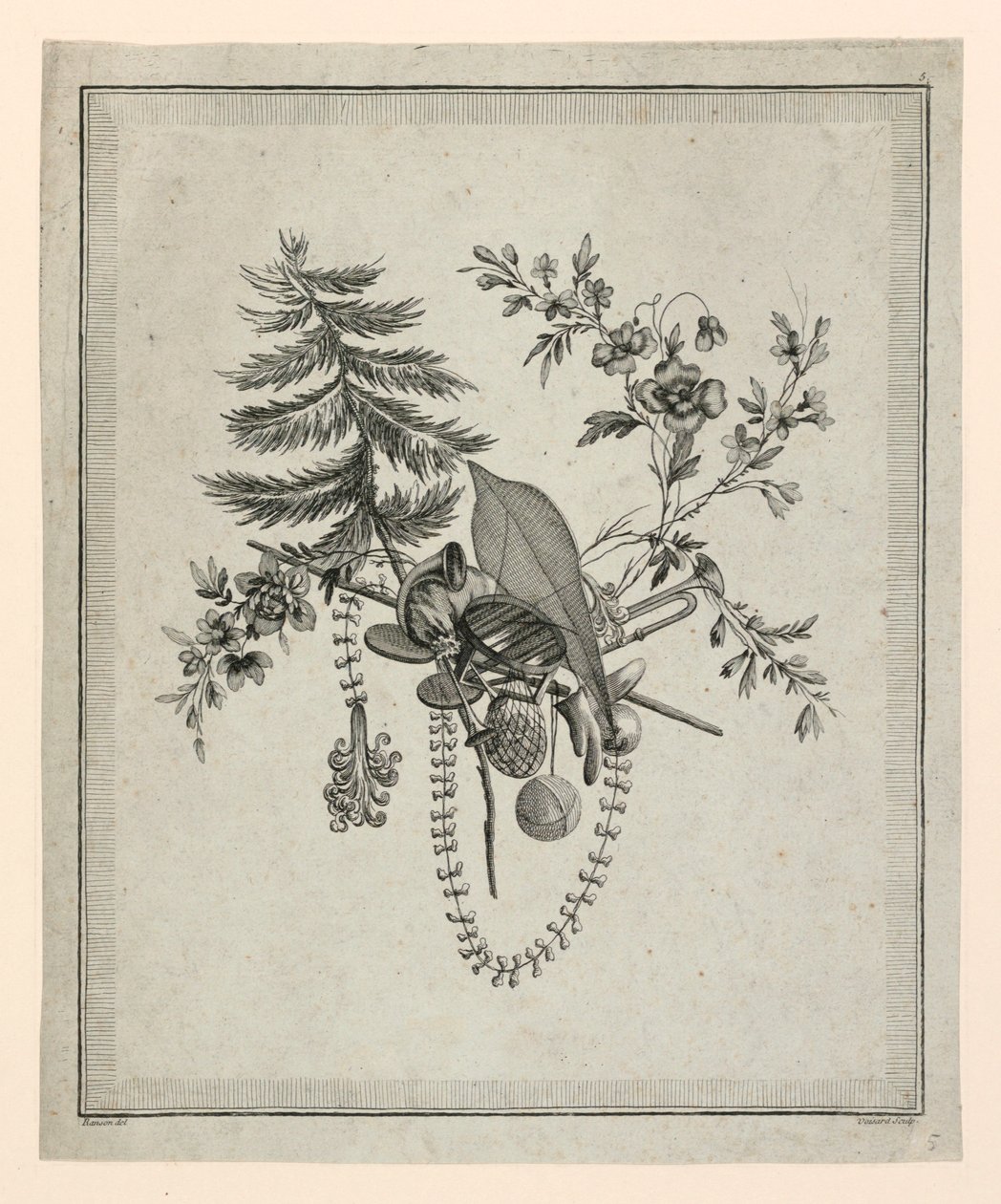 Trophée avec des équipements de sports de plein air, planche 5 de "Cahier d