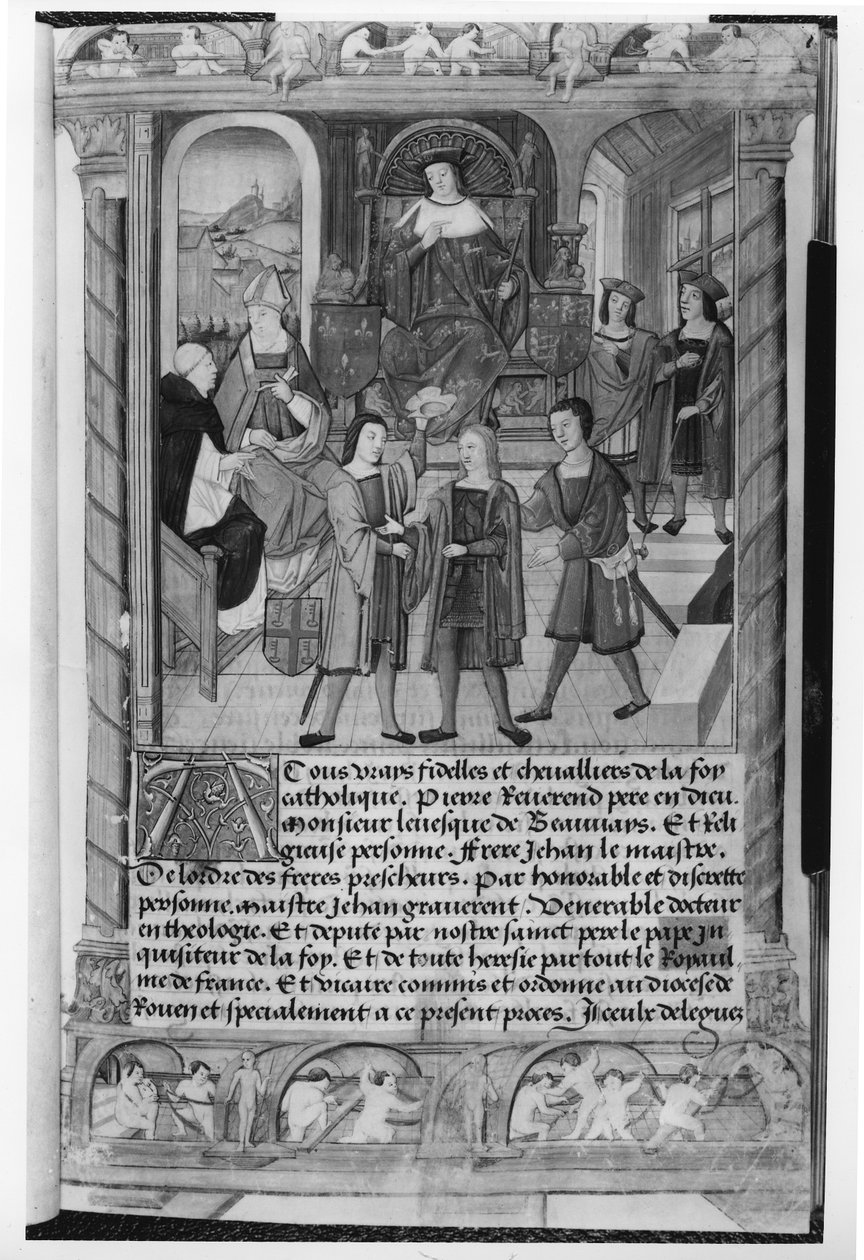 Henri VI (1421-71) et Pierre Cauchon (1371-1442) Évêque de Beauvais et Lisieux, du Manuscrit de Diane de Poitiers - Etienne Collant