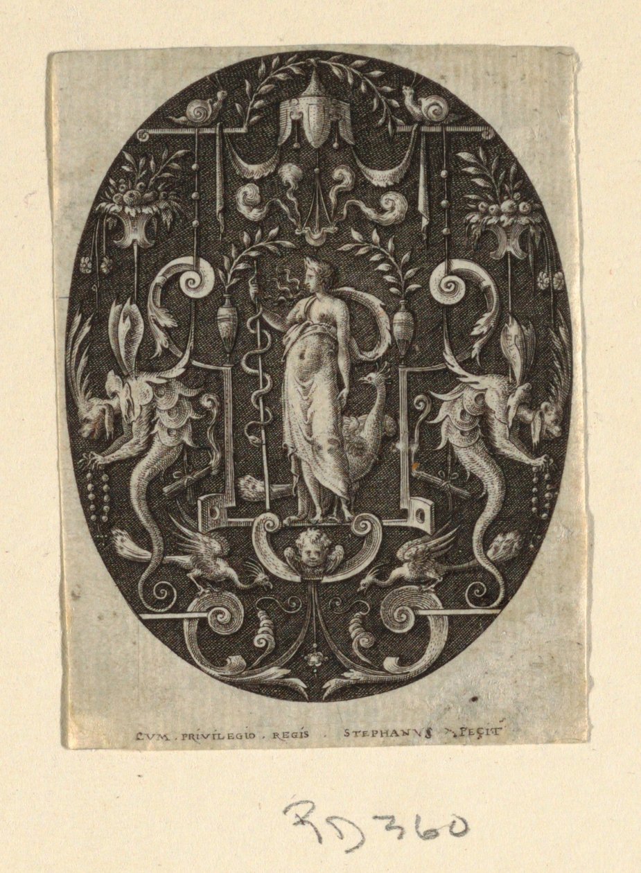 Junon, de la série Grotesques à fond noir, Divinités et Allégories - Etienne Delaune