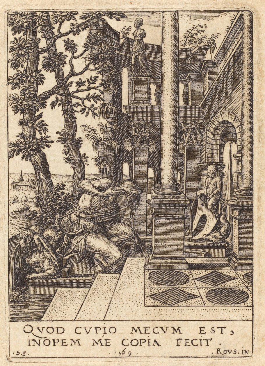 Narcisse à la Fontaine - Etienne Delaune after Rosso Fiorentino