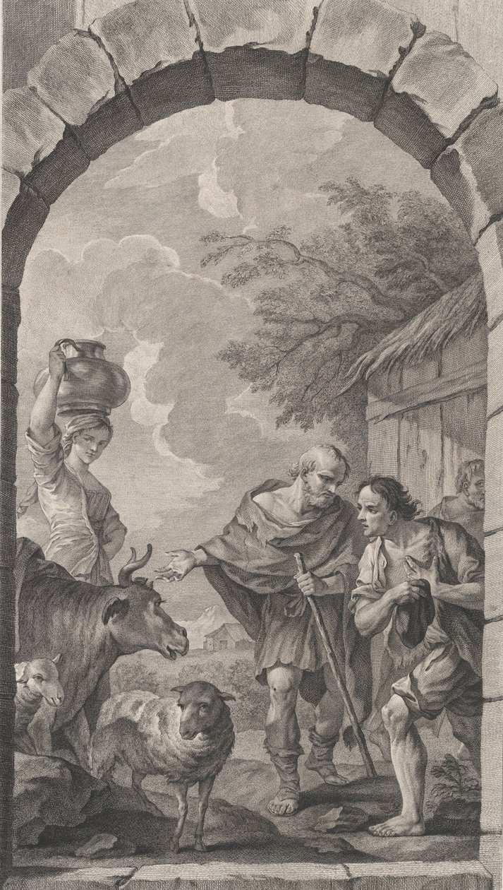 La Chapelle des Enfants-Trouvés à Paris: Groupe de bergers devant une chaumière, 1757 - Etienne Fessard