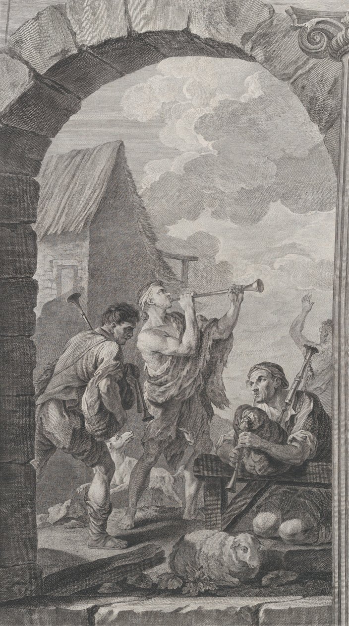 La chapelle des Enfants-Trouvés à Paris : Groupe des bergers : joueurs de trompes - Etienne Fessard