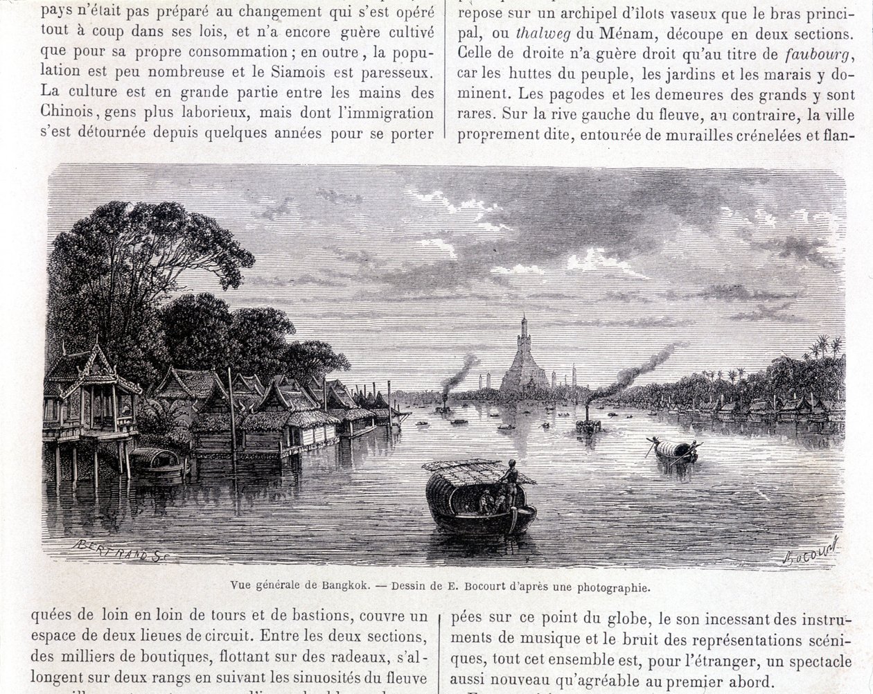 Vue générale de Bangkok. Dessin par E. Bocourt. - Etienne Gabriel Bocourt