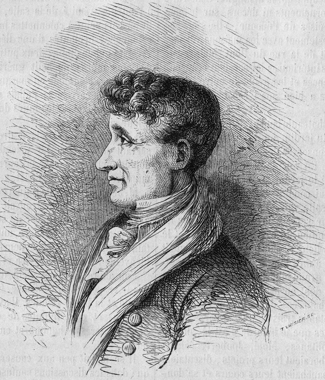 Portrait de Joseph Joubert (1754-1824), écrivain français. Gravure par Bocour dans "Le Magasin pittoresque" - Etienne Gabriel Bocourt