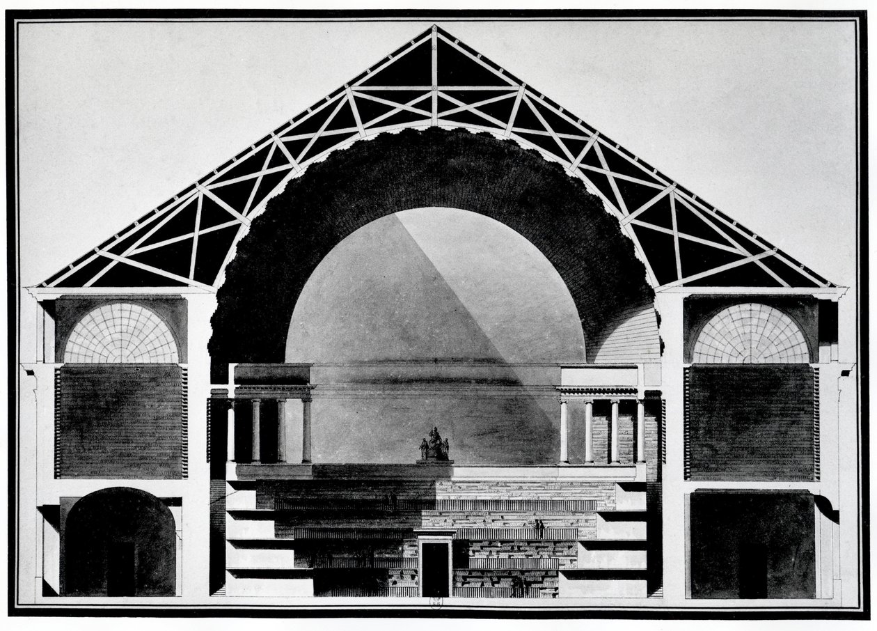 Conception pour la Bibliothèque Royale de France (lithographie) - Etienne Louis Boullee