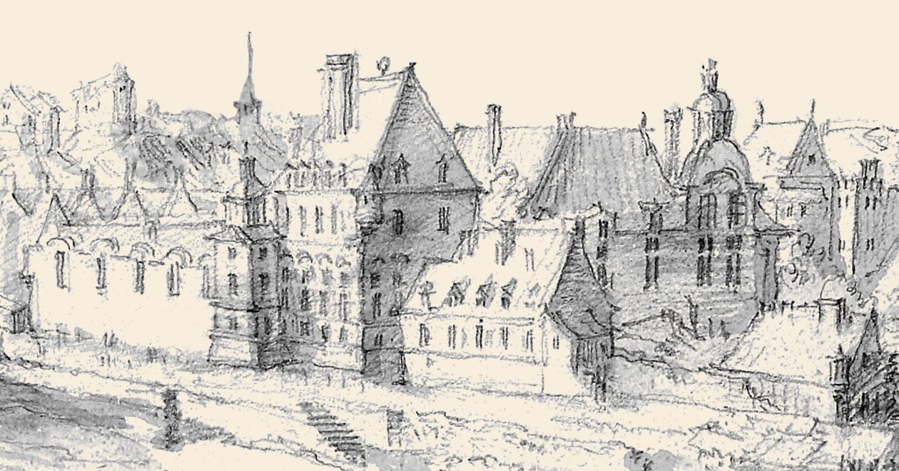 Martellange, Vue de Paris 1620 - Ashmolean Museum (détail avec Hôtel de Nevers) (ajusté) - Etienne Martellange