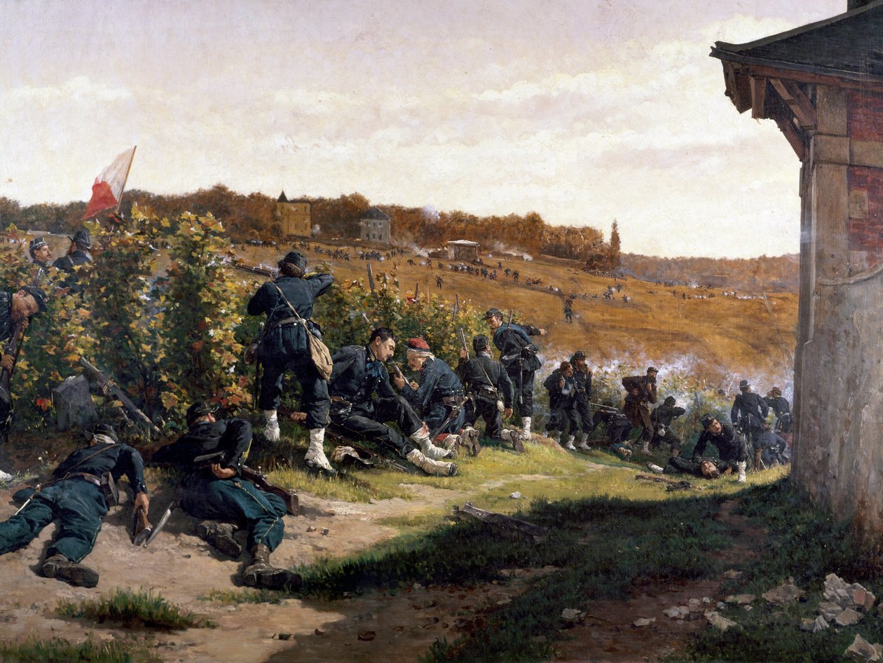 Les Tirailleurs de la Seine à la bataille de Rueil-Malmaison, 21 octobre 1870, détail - Etienne Prosper Berne Bellecour