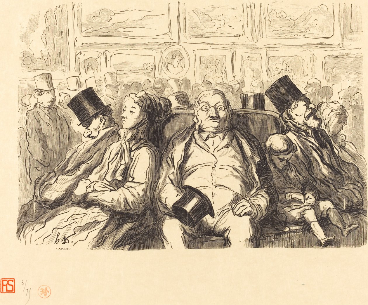 Exposition des Beaux-Arts - Dans le salon carré - Un instant de repos - Etienne after Honoré Daumier