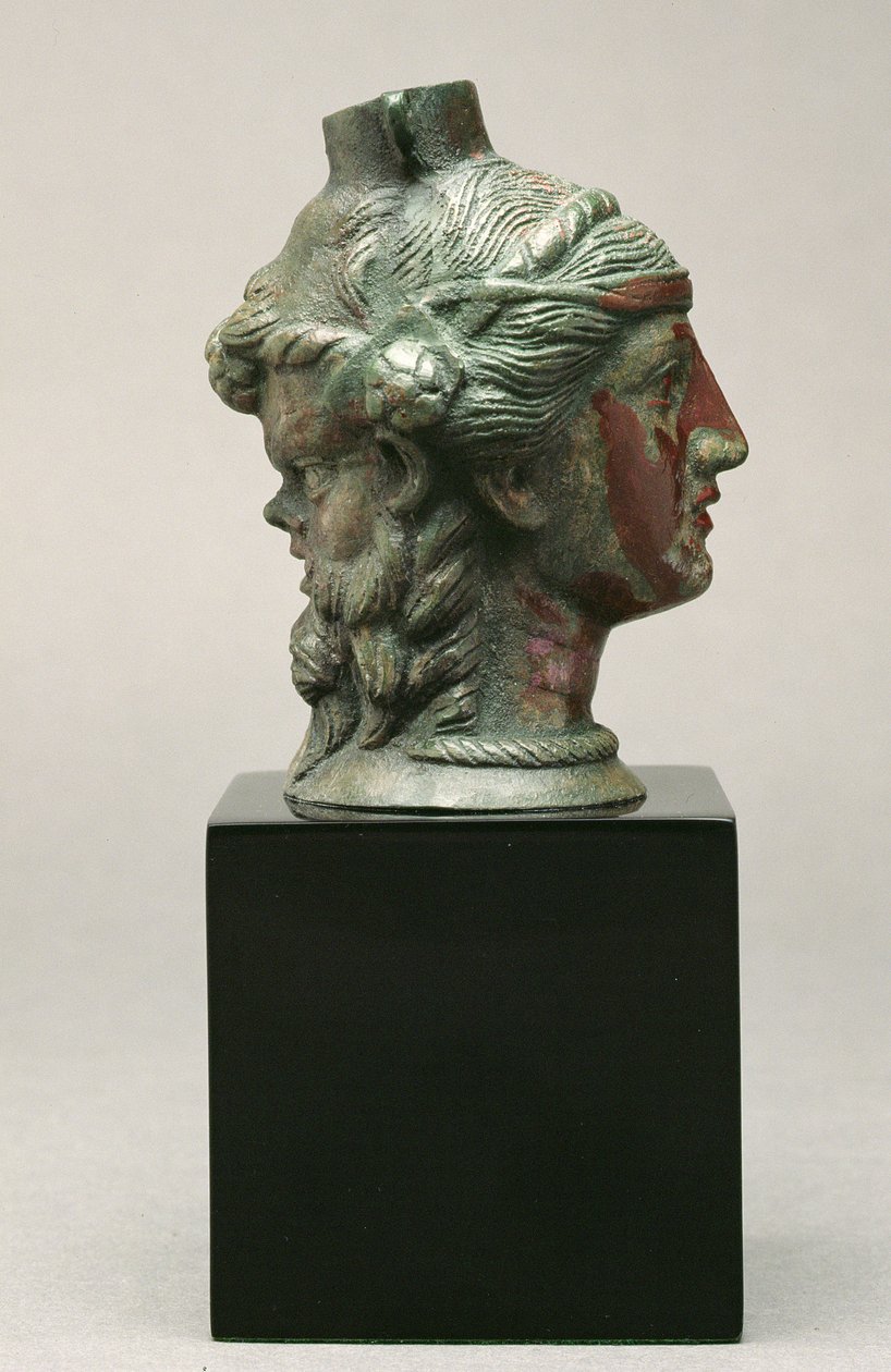 Balsamaire en bronze en forme de satyre et ménade, étrusque, 3ème siècle av. J.-C. - Etruscan
