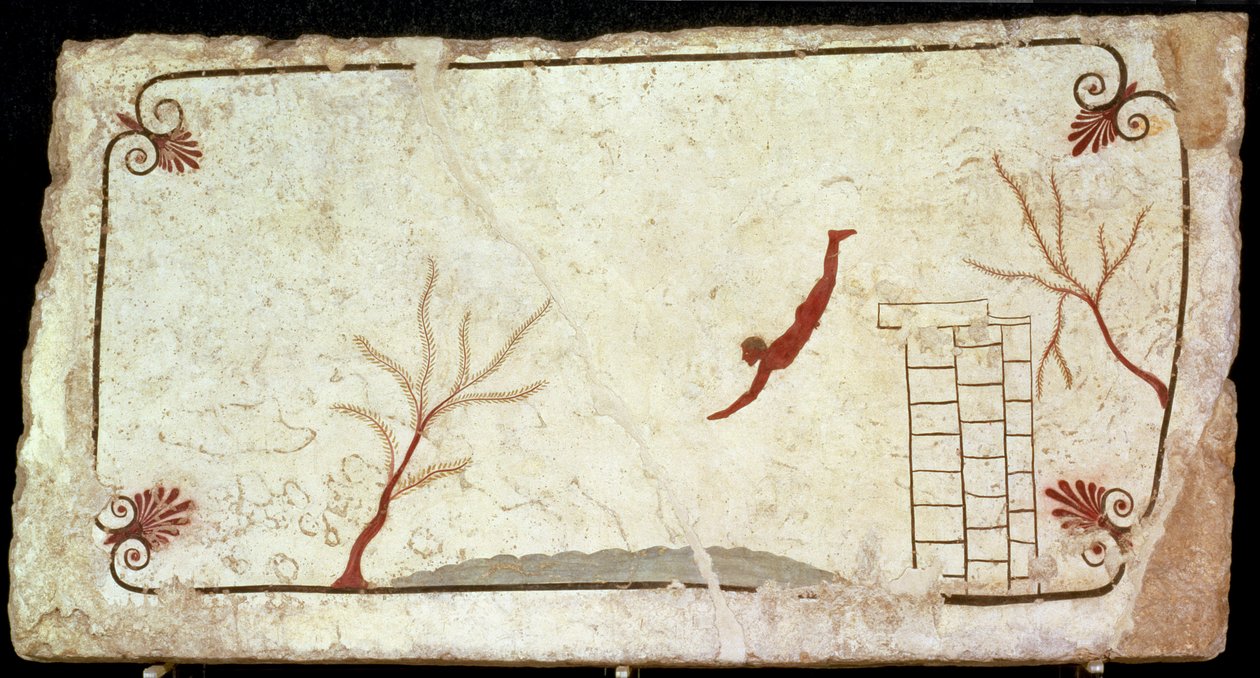 Peinture de la tombe du plongeur du cimetière sud de Paestum, 480-470 av. J.-C. - Etruscan