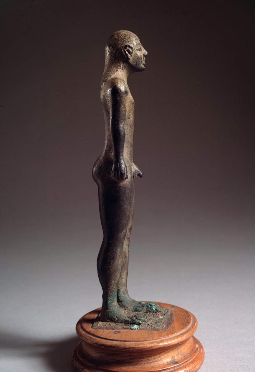 Civilisation étrusque : sculpture en bronze de « kouros », de Talamone, Italie, 540-530 av. J.-C., Dim 21 cm - Etruscan