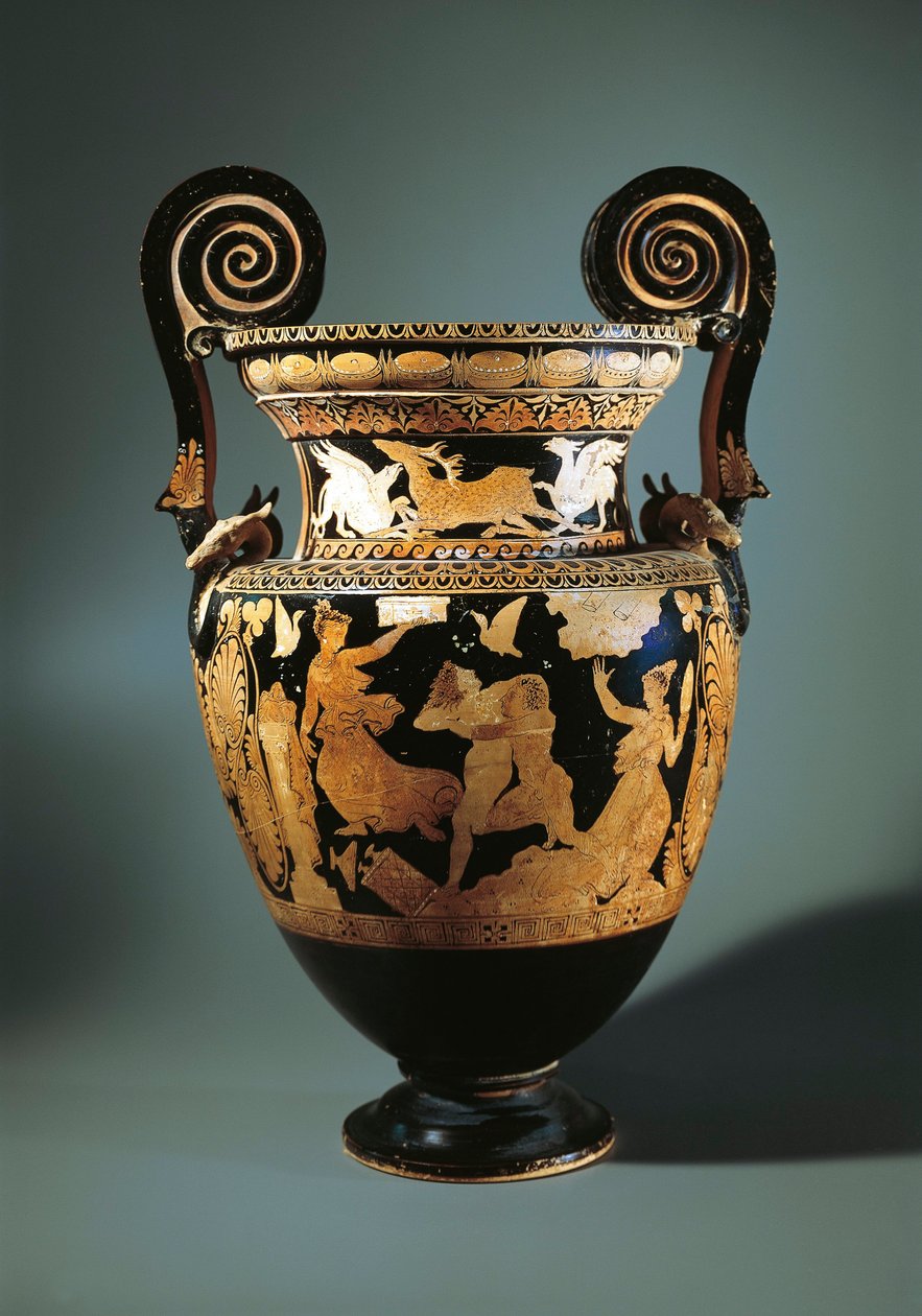 Italie, Latium, Civita Castellana, Cratère à volutes à figures rouges (vase utilisé pour mélanger le vin et l